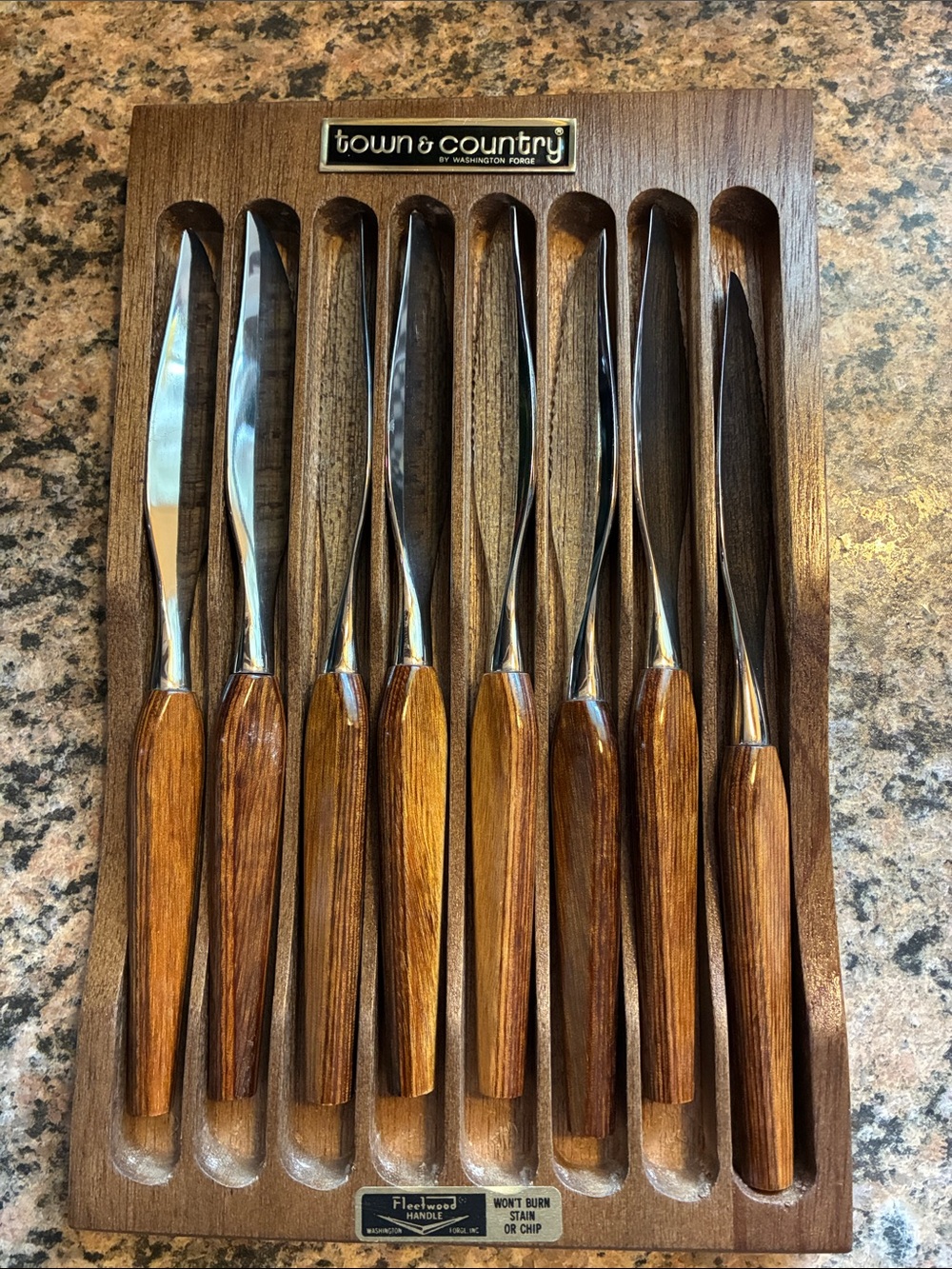 Vintage Town & Country wood handle steak knives